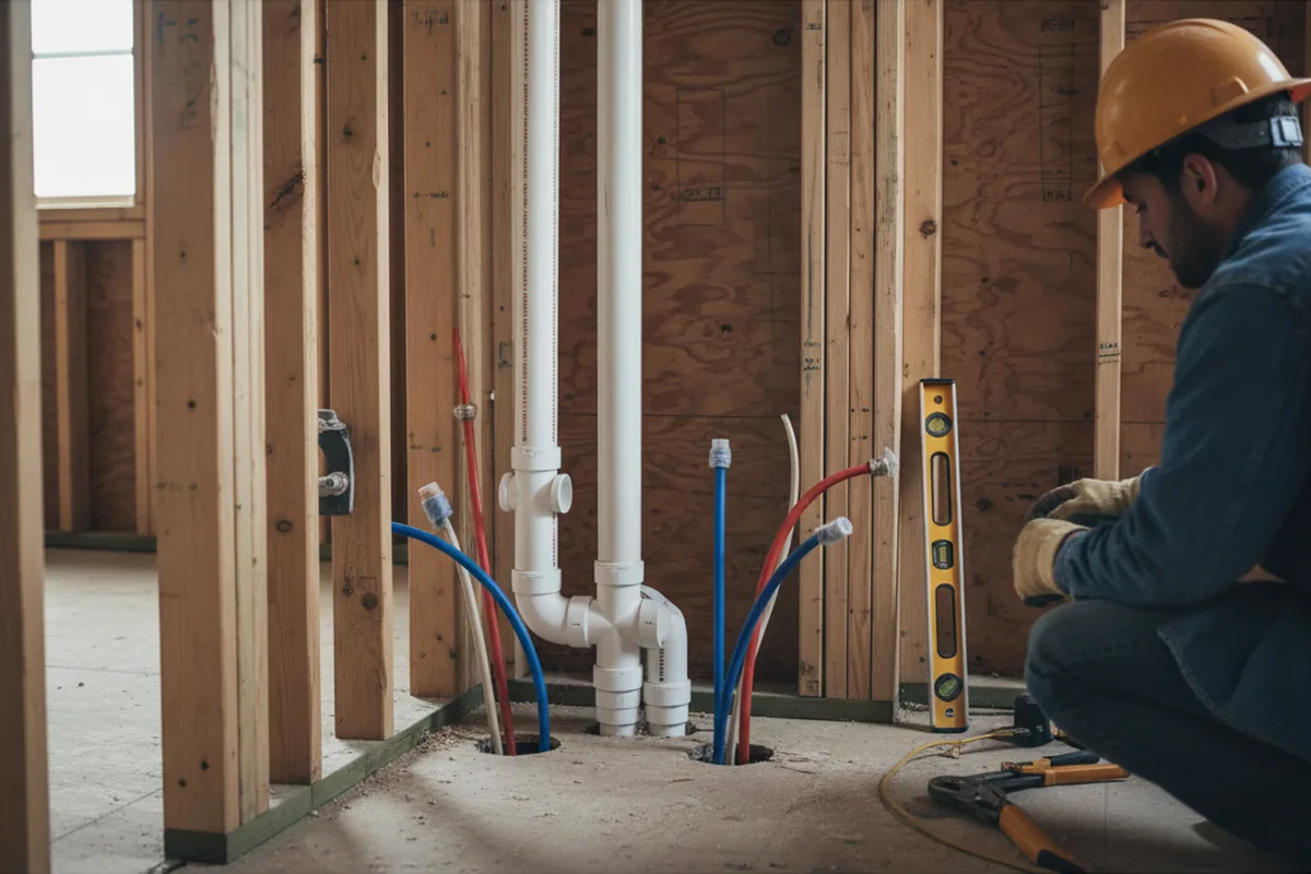 Drain and supply rough-in during Sump Pump Repair in Millbury