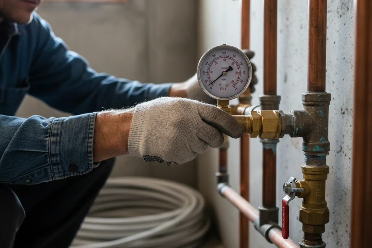 Pressure testing a repaired line during Water Line Repair in Millbury